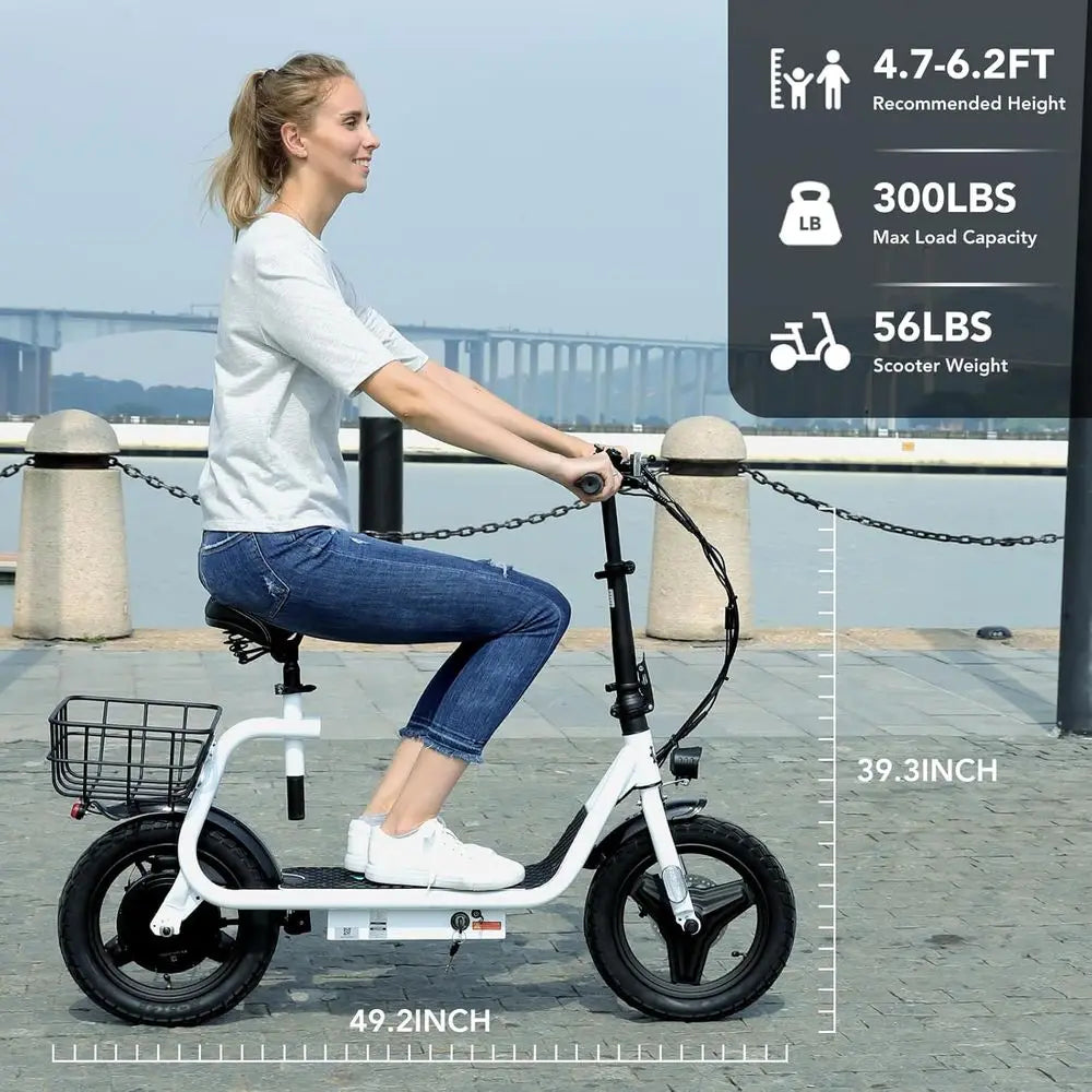 Adult Foldable Electric Scooter Seat 30 Mile Range 20 MPH