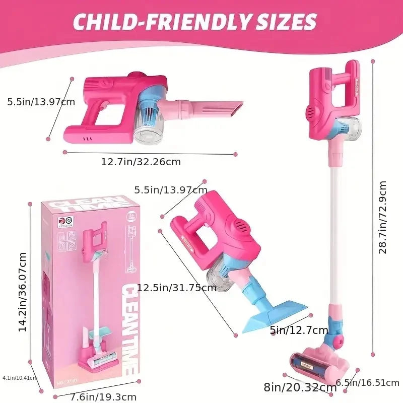 3-in-1 children's vacuum cleaner toy, light music interactive game, interaction between parents and children, cleaning set suita