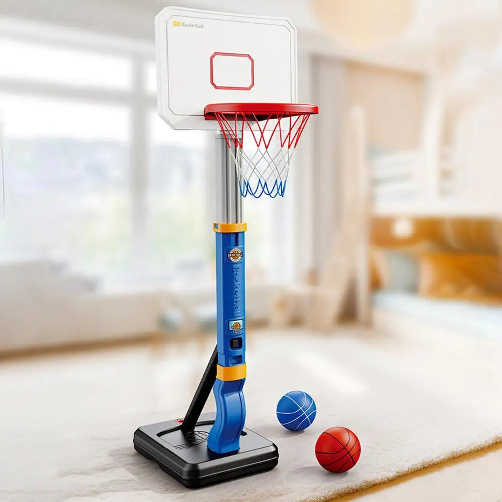 Pool Basketball Hoop Toy Adjustable Height Pool Basketball Hoop Set with 4 Balls Inflator Indoor Outdoor Game Kit for Boys Girls