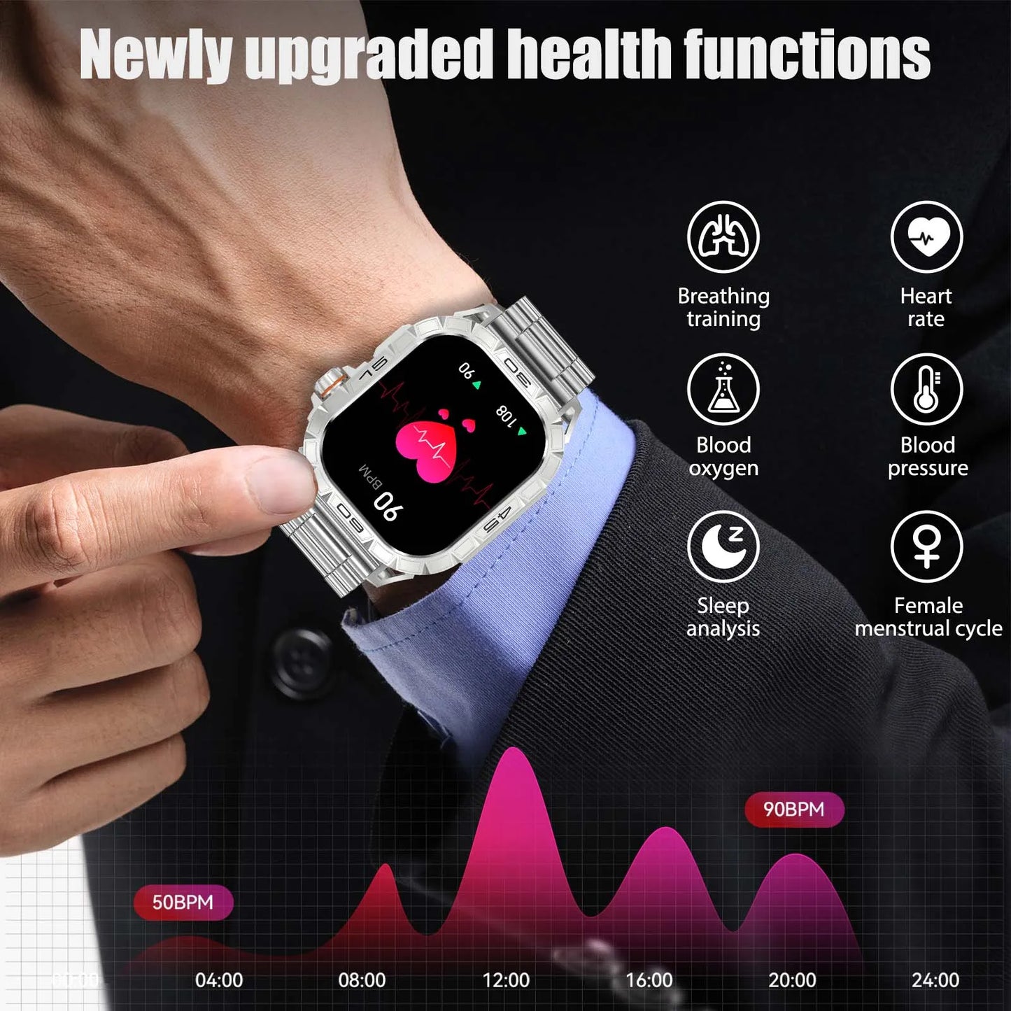 EIGIIS K63 Smart Watch ED Display IP68 Bluetooth Heart Rate