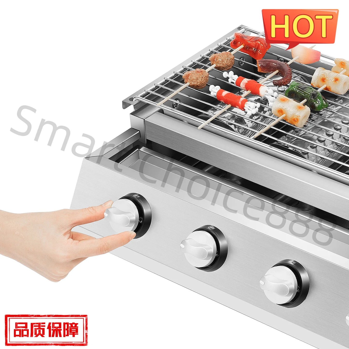 Gas Grill Profession Portable Stainless Steel Smokeless BBQ Grill Ceramic 4 Burners Outdoor Cooking