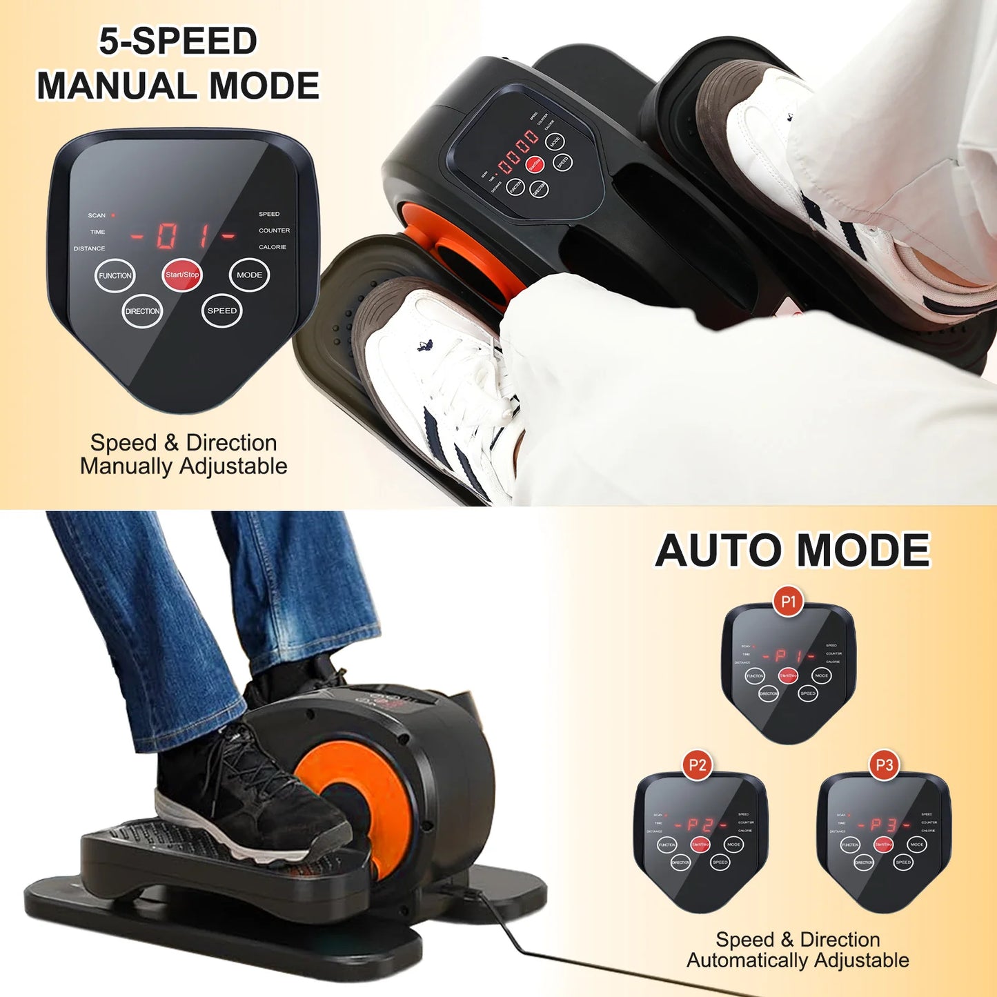 Gamewiu Portable Under Desk Elliptical Seated Leg Exerciser 12 Speeds