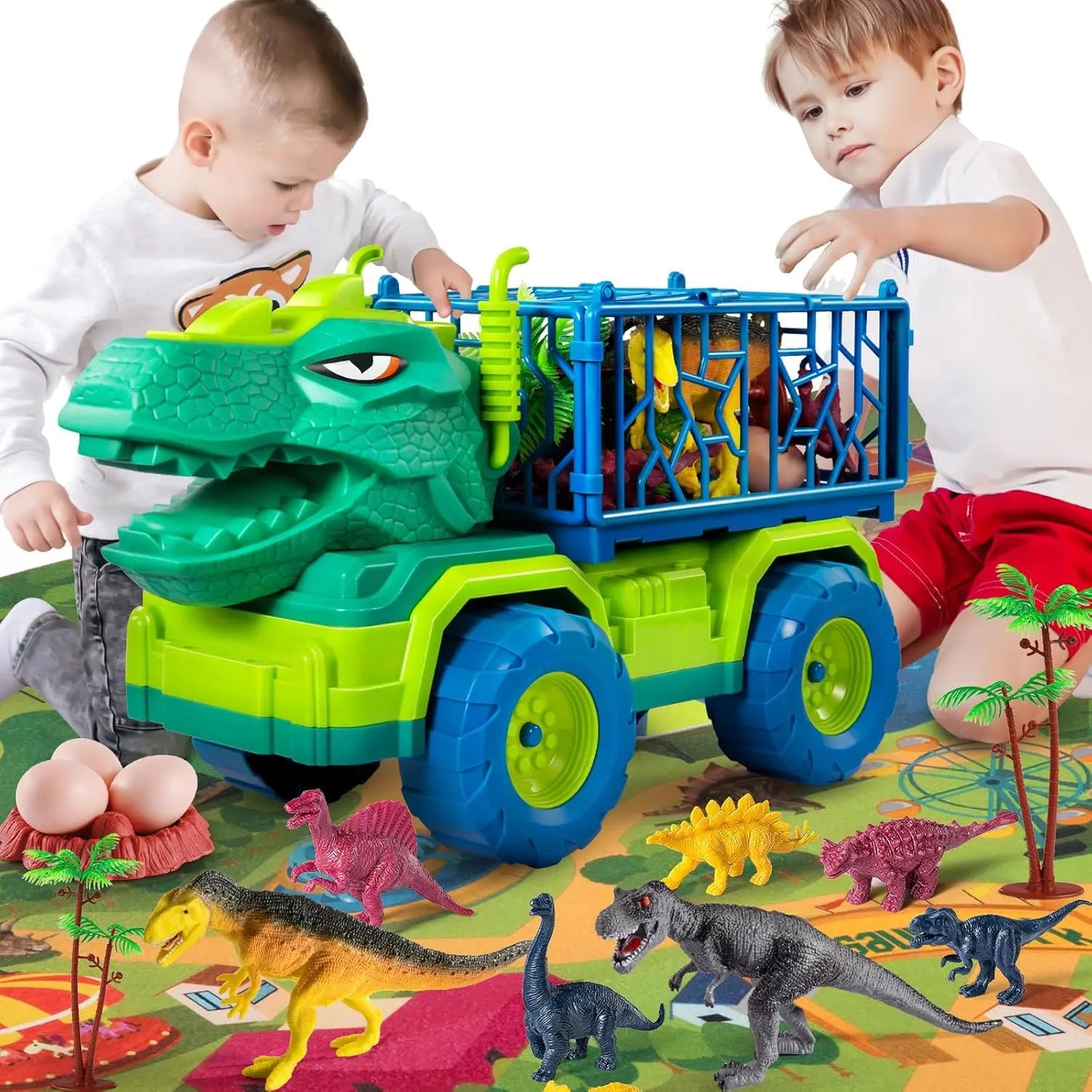 Dinosaur Truck Toys With Play Mat Engineering Vehicle Kit