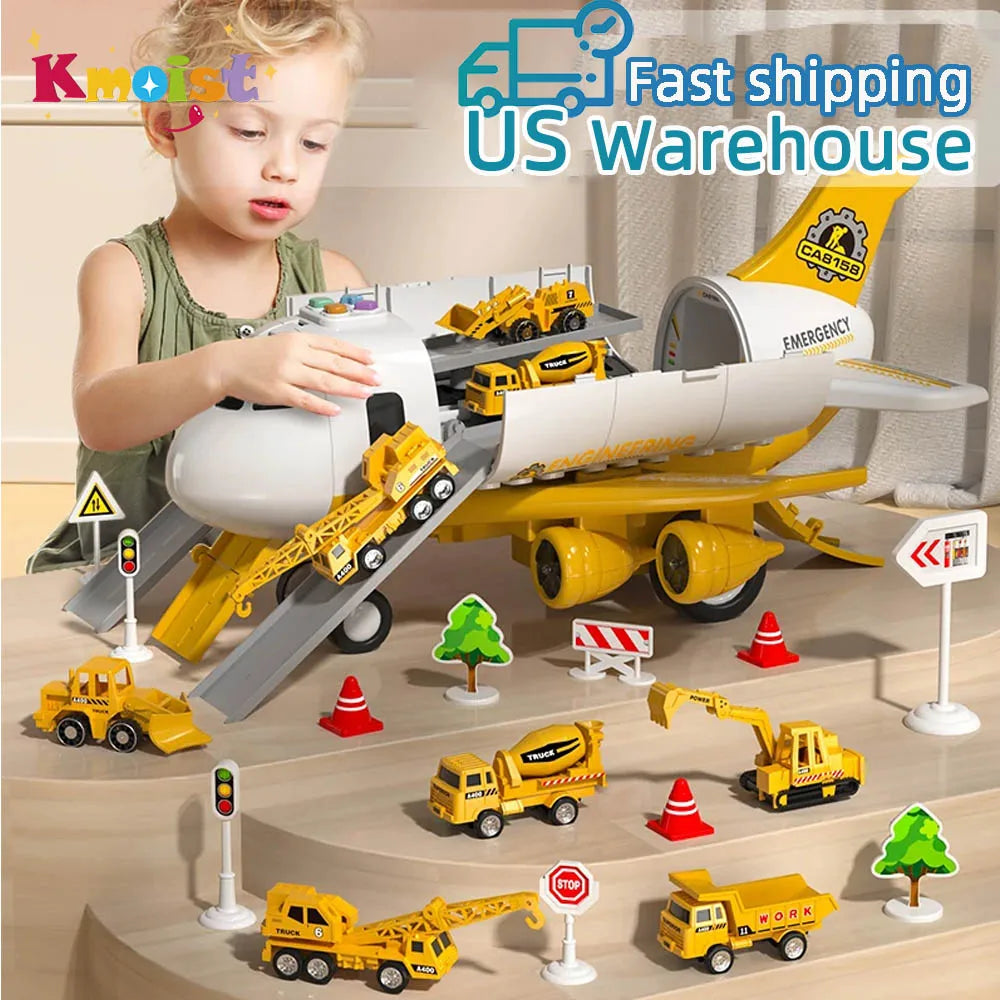 Simulation Large Aircraft Track Inertia Car Set Toy Airplane with Lights Music Passenger Plane Airliner Toys for Kids Xmas Gifts