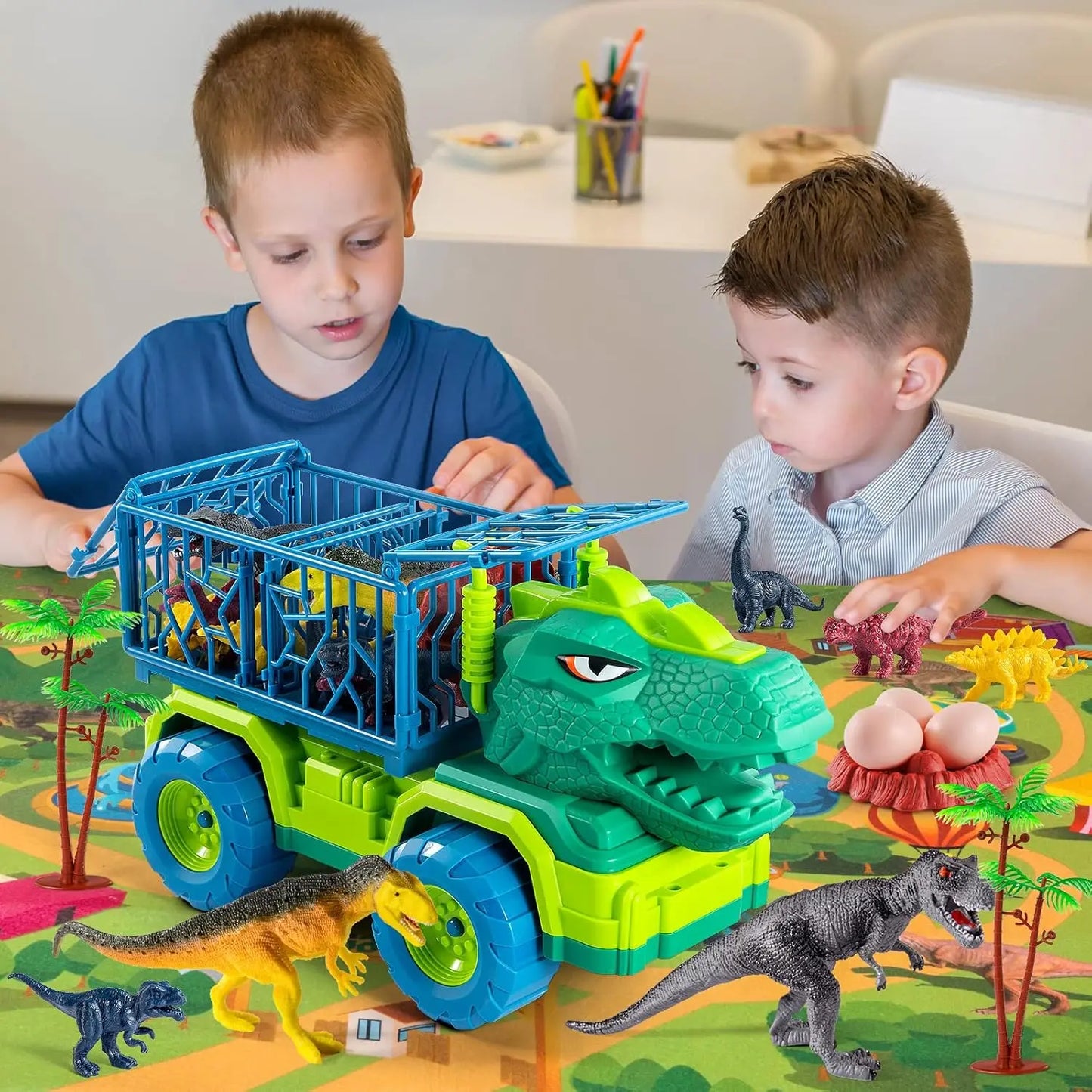 Dinosaur Truck Toys With Play Mat Engineering Vehicle Kit