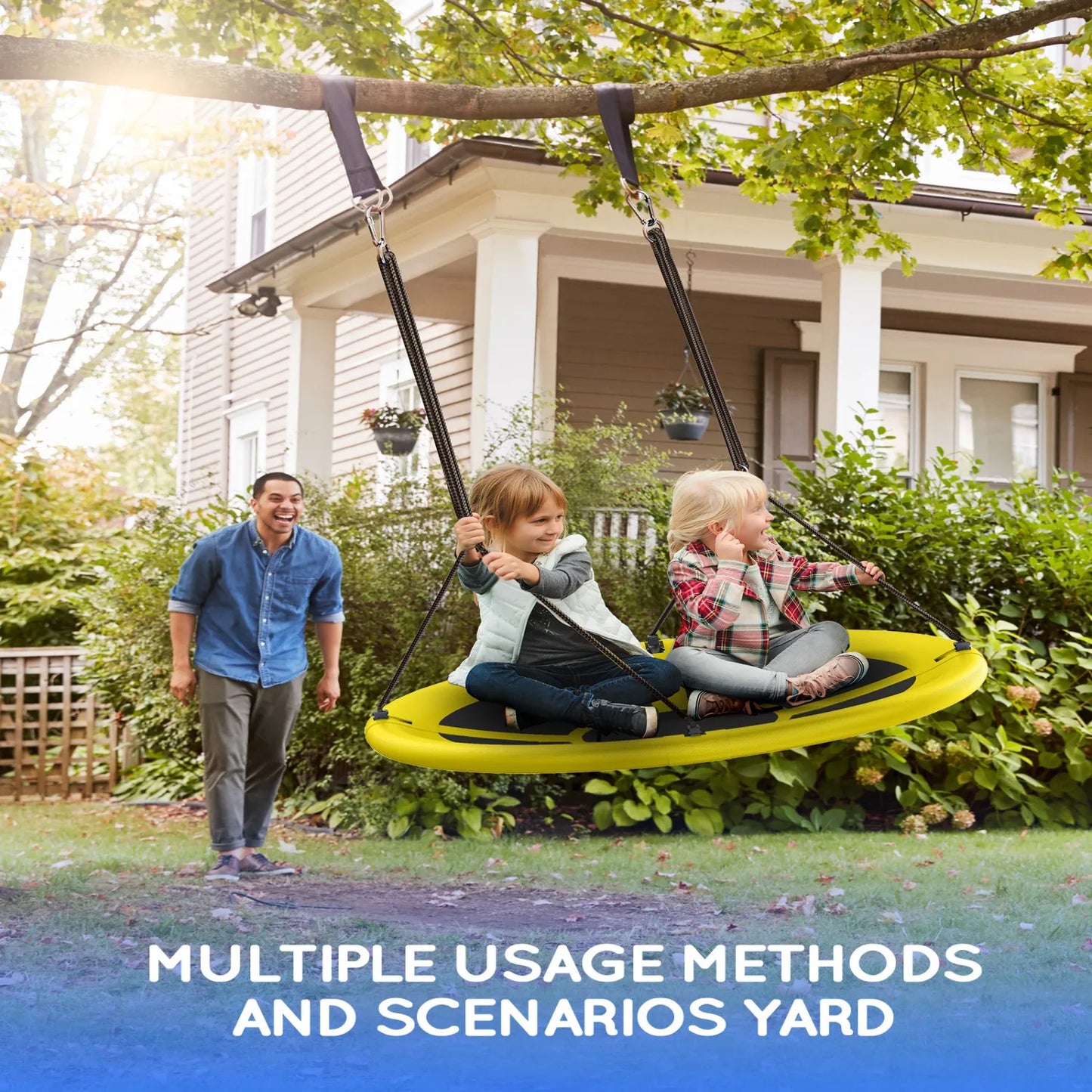 43" UFO Tree Swing for Kids & Adults - 700LB Capacity, Waterproof Hanging Saucer Seat with Adjustable Straps.