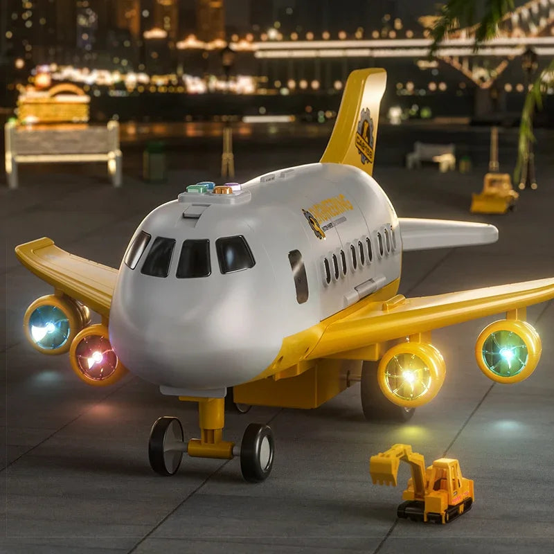 Simulation Large Aircraft Track Inertia Car Set Toy Airplane with Lights Music Passenger Plane Airliner Toys for Kids Xmas Gifts
