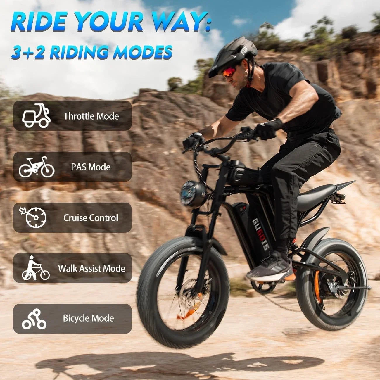 GUGOIS 1000W Fat Tire Electric Bike For Adults 30MPH