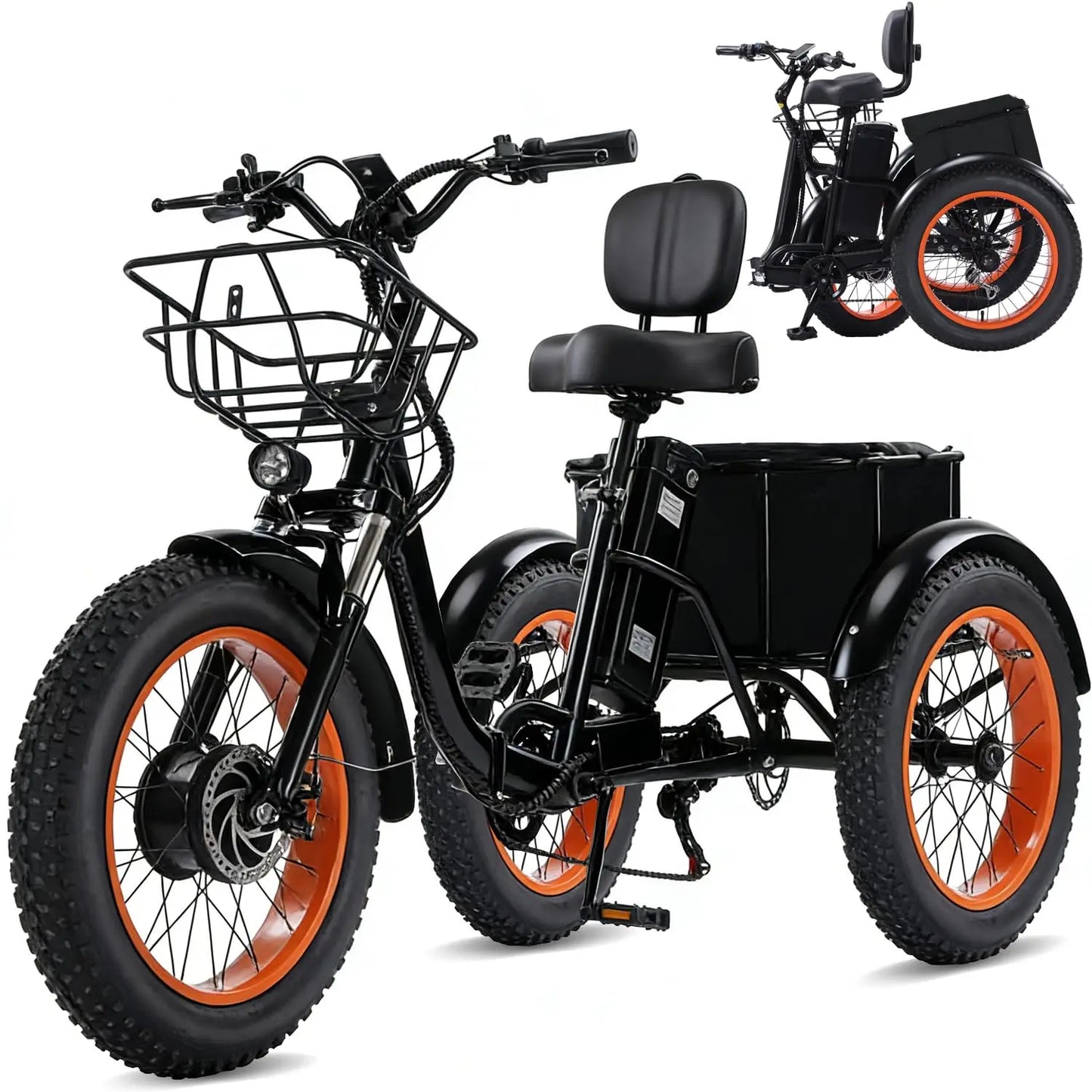 Adult Folding Electric Tricycle 3 Wheel E Bike 500W Battery