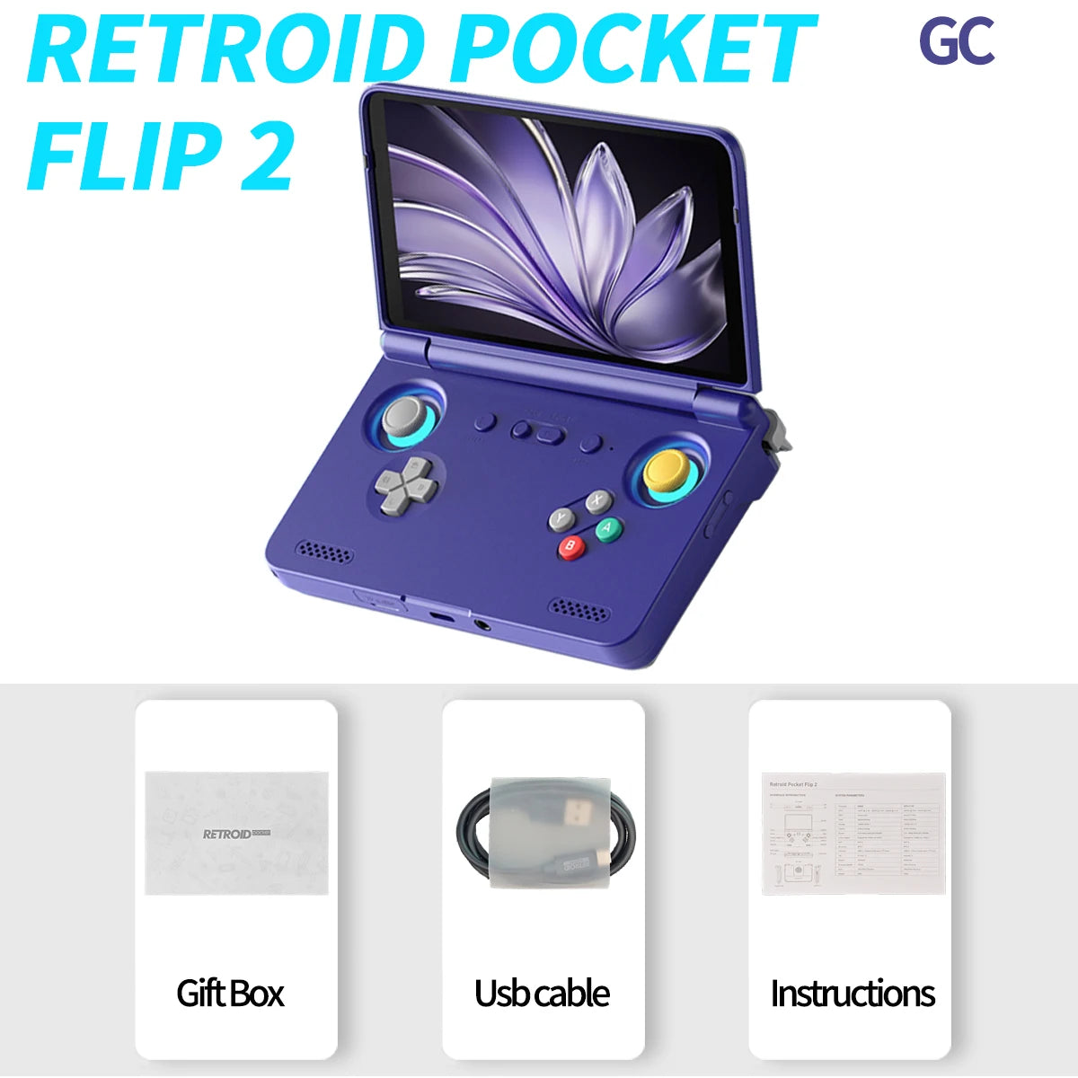 Retroid Pocket Flip2 Handheld Game Console Android 13 AMOLED