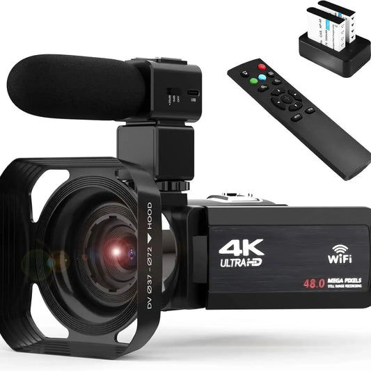 OIXIE 4K Camcorder With 18X Digital Zoom 48MP Vlogging Camera