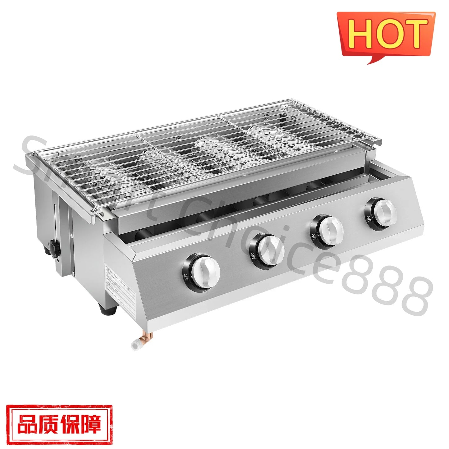 Gas Grill Profession Portable Stainless Steel Smokeless BBQ Grill Ceramic 4 Burners Outdoor Cooking