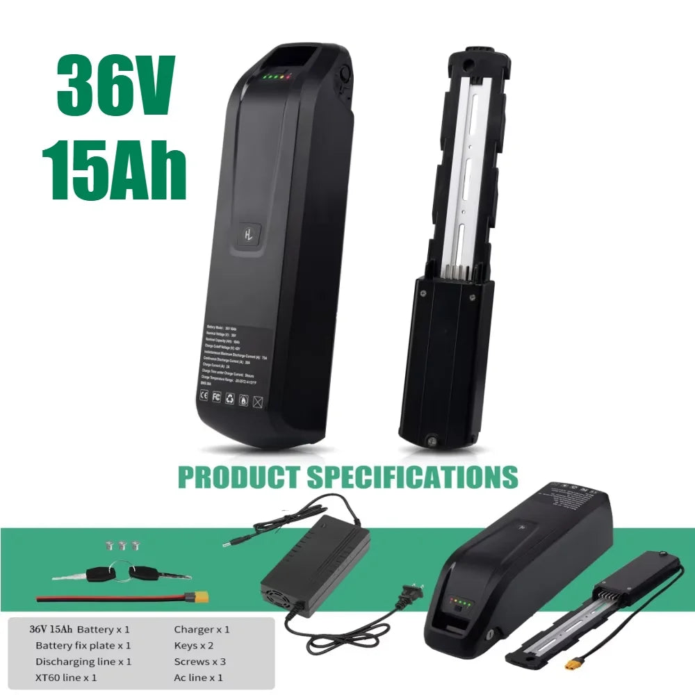 Aleaivy 36V 48V Li-Ion E-Bike Battery 10-20Ah for Motors