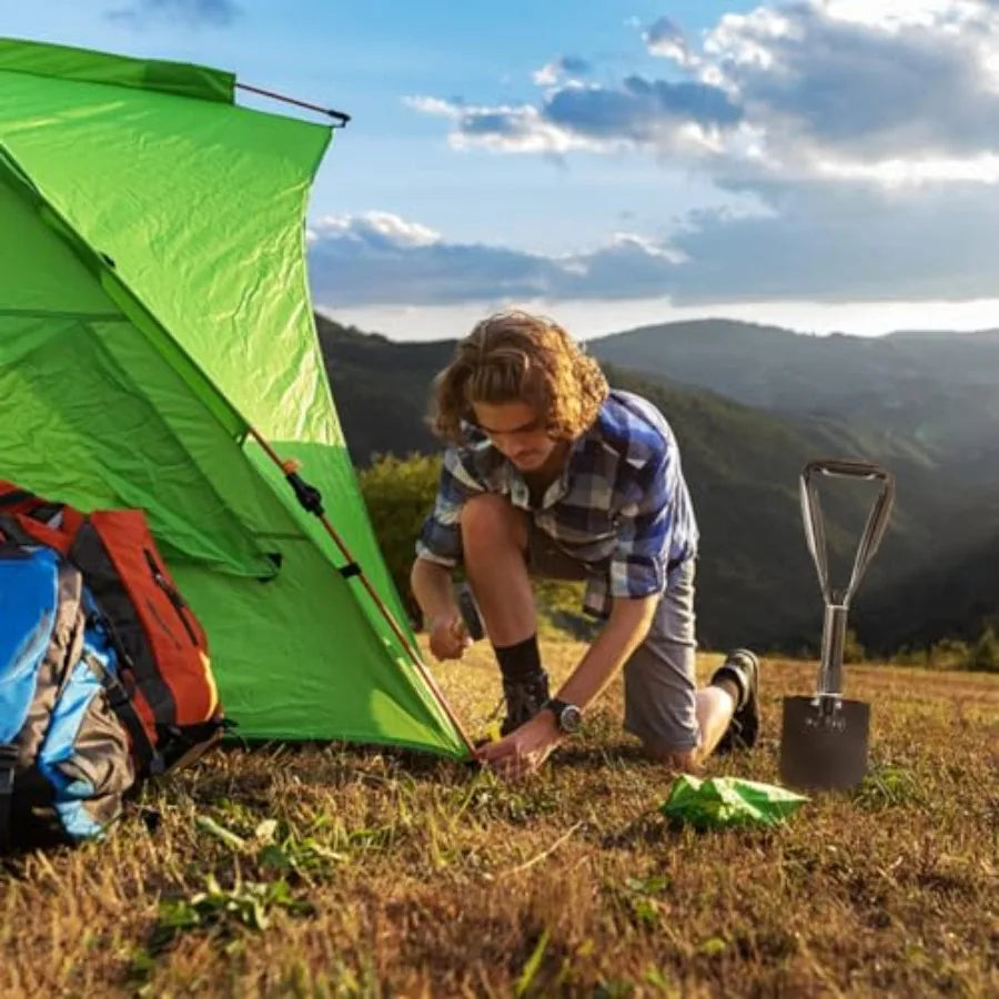 Lightweight 15.35'' High Carbon Steel Folding Shovel for Outdoor Camping Backpacking Hiking Car Emergency and Home Garden Use P