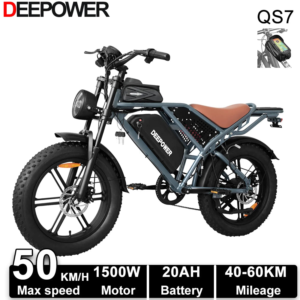 DEEPOWER QS7 Electric Bike 1500W 48V 60Ah All Terrain Ebike