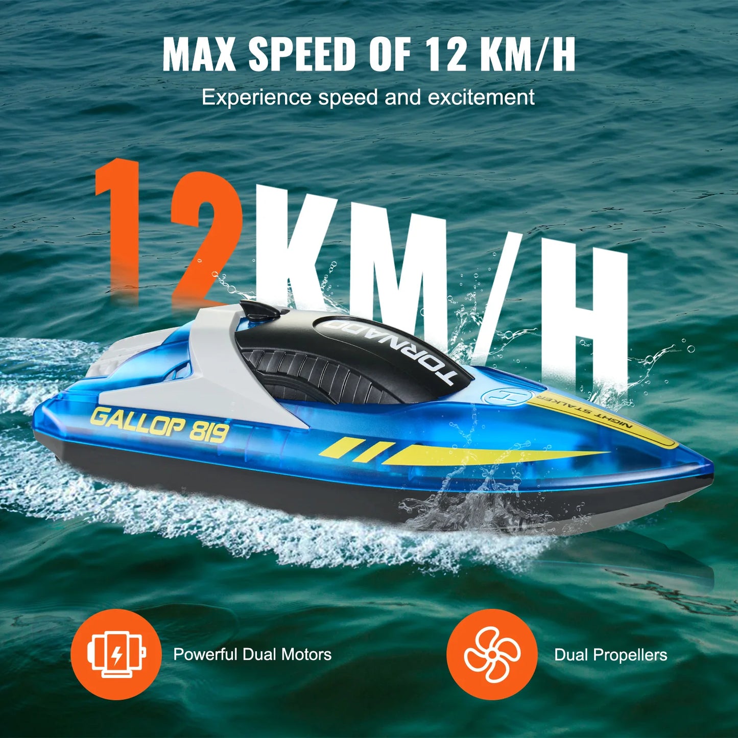 SucceBuy RC Boat HJ819 2.4GHz Remote Control Racing Ship