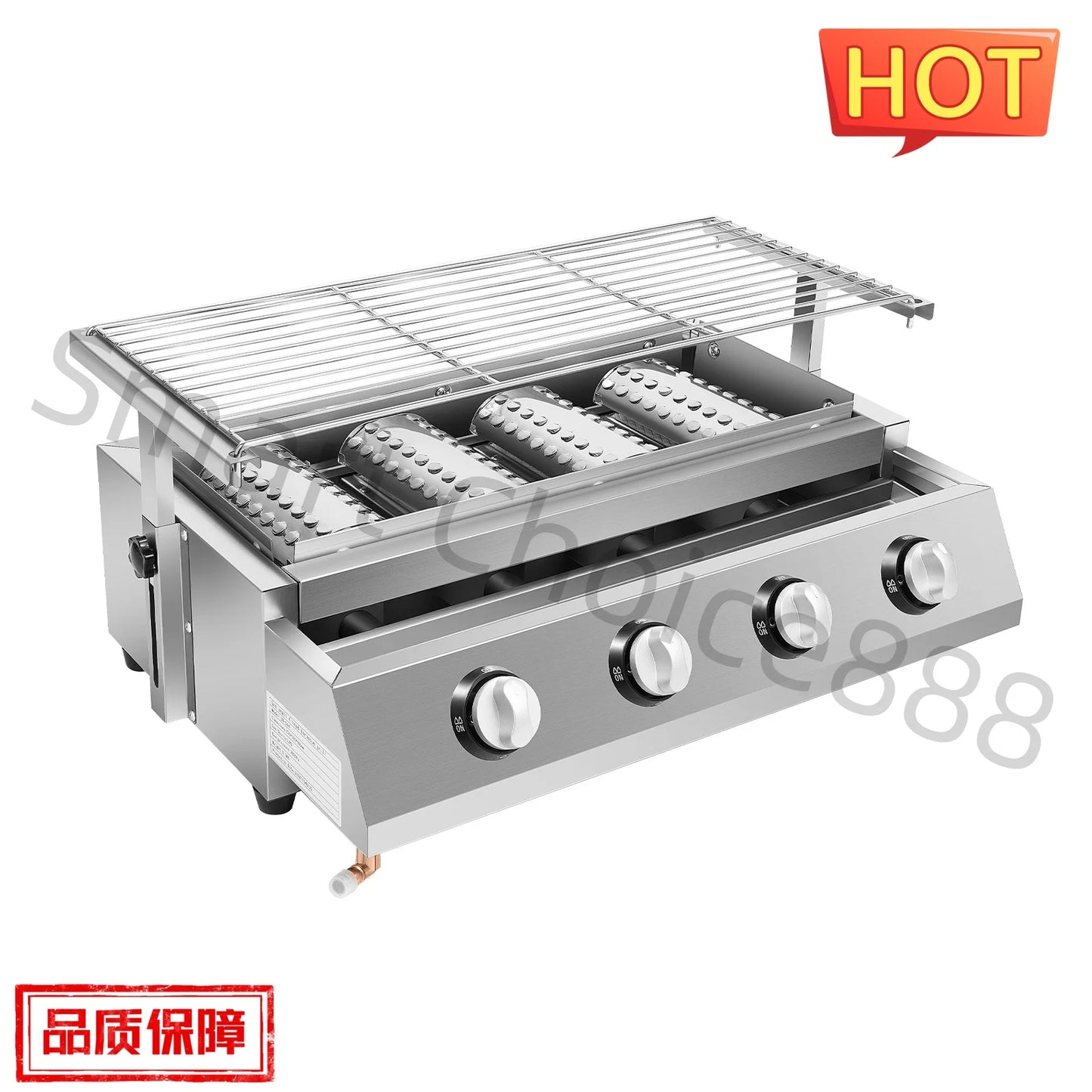 Gas Grill Profession Portable Stainless Steel Smokeless BBQ Grill Ceramic 4 Burners Outdoor Cooking