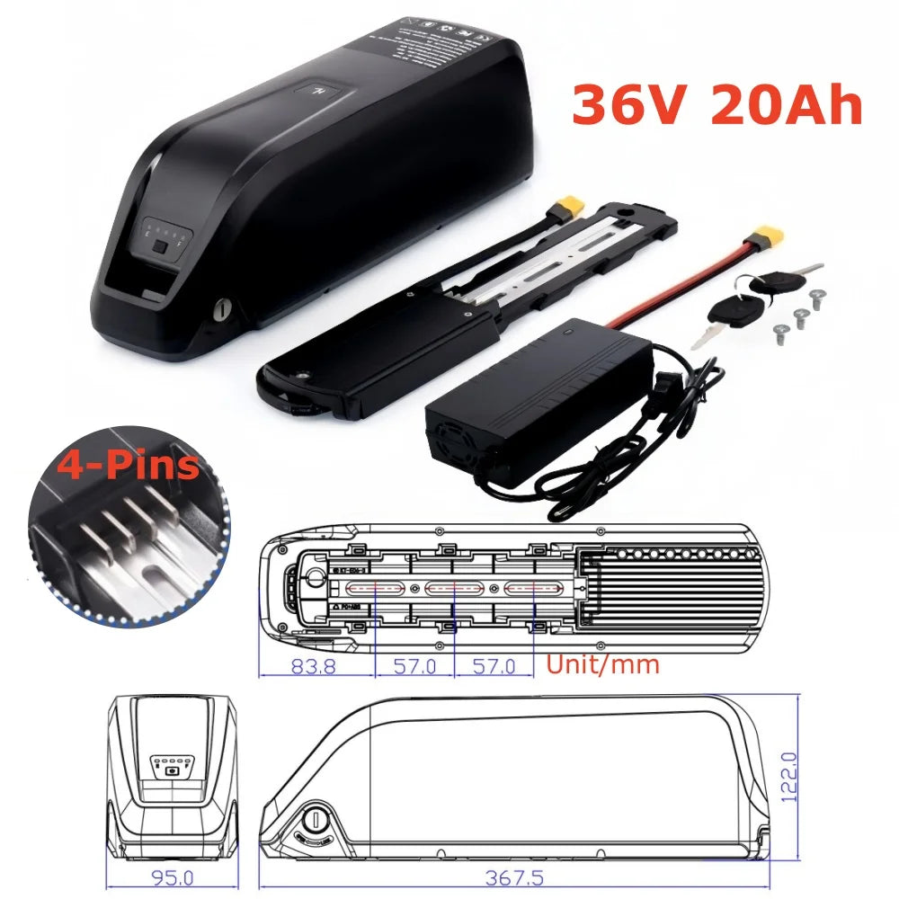 Aleaivy 36V 48V Li-Ion E-Bike Battery 10-20Ah for Motors