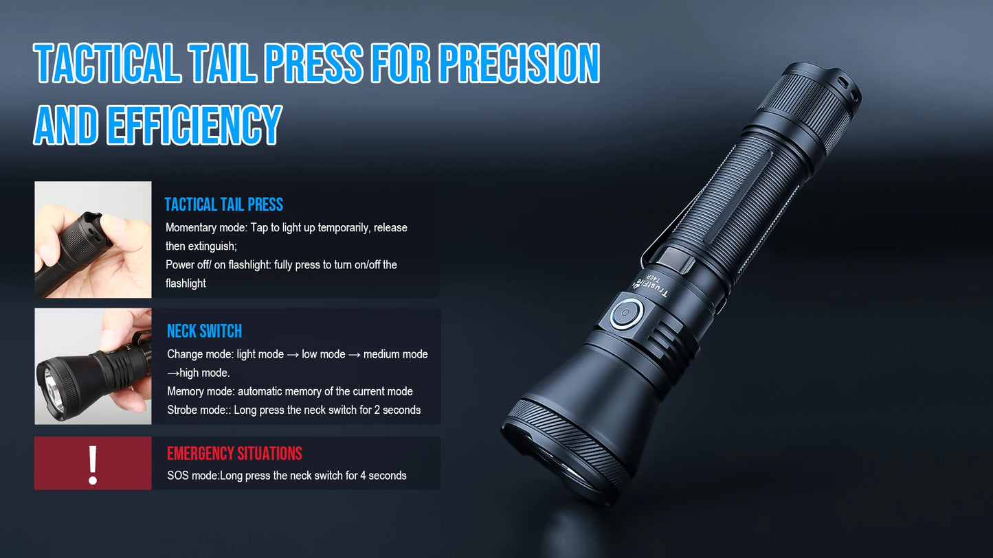 TrustFire T40R Army Tactical LED Flashlight 1800 Lumen USB Rechargeable