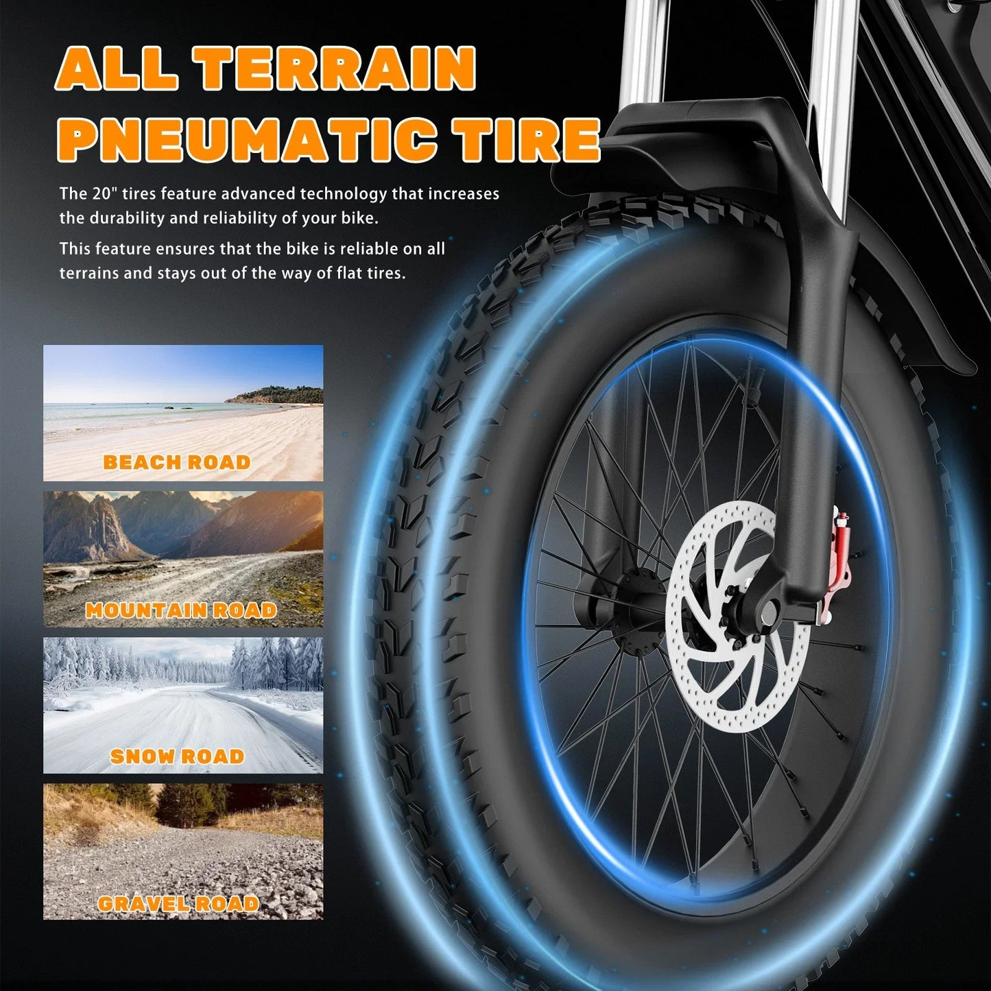 YVY Electric Fat Tire Mountain Bike 1500W 48V 20Ah