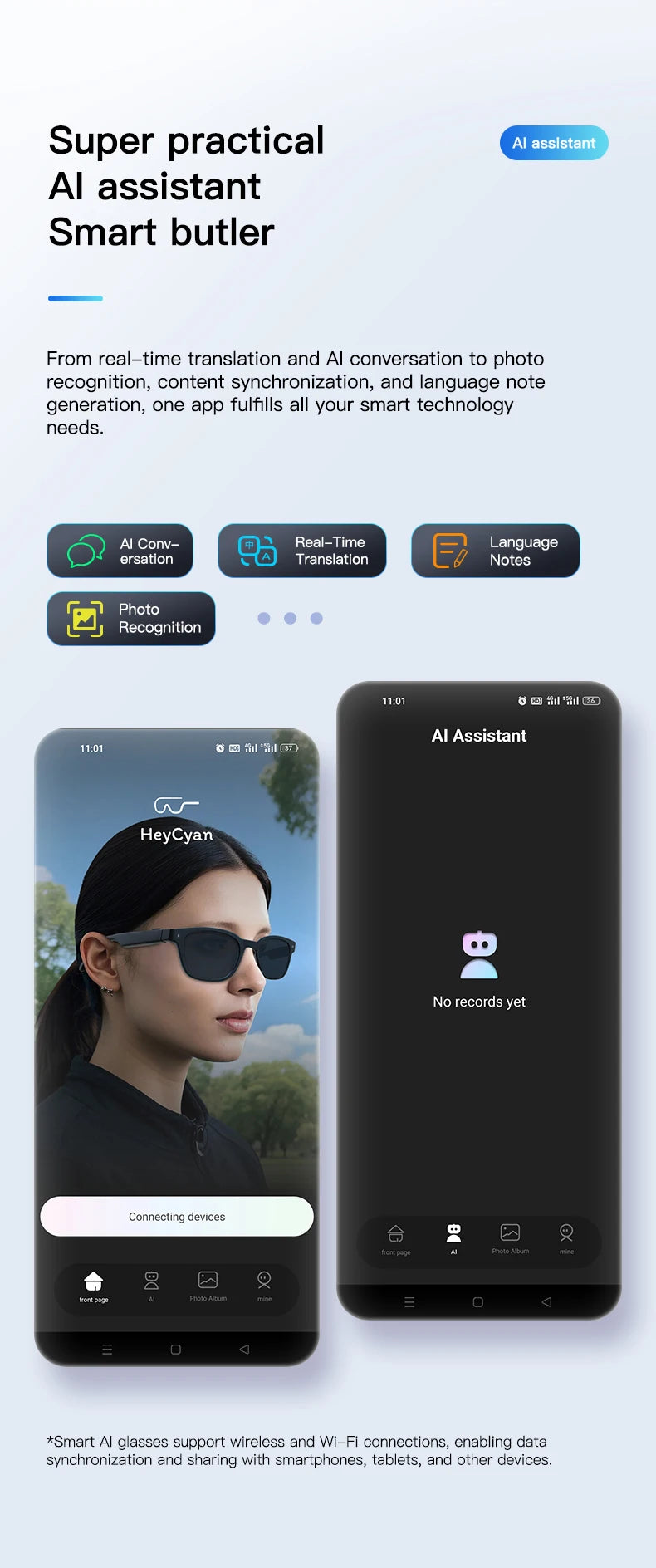 EIGIIS AI Smart Glasses Bluetooth Call With AI Translation