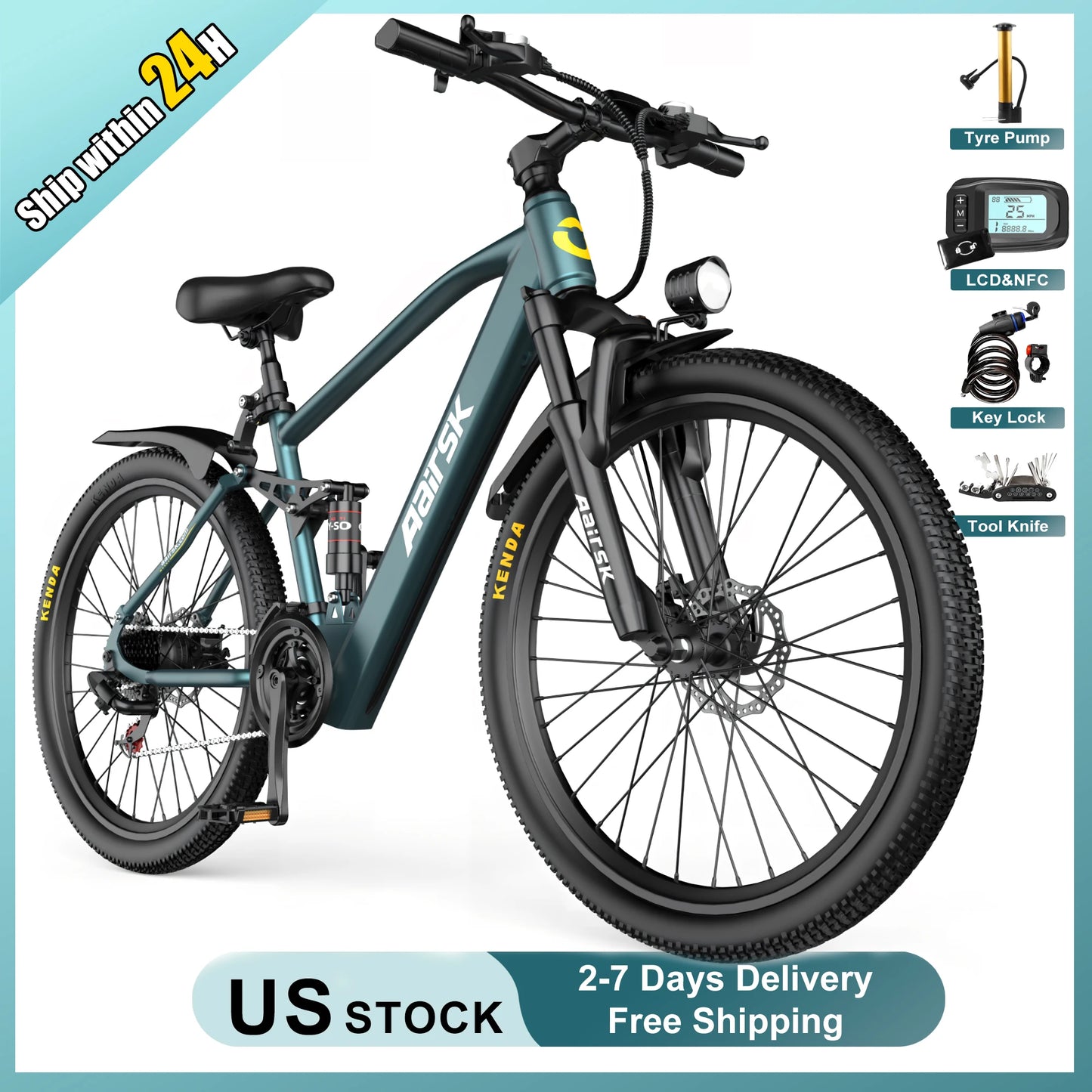 750W Electric Bike Shimano 21 Speed City Mountain Ride