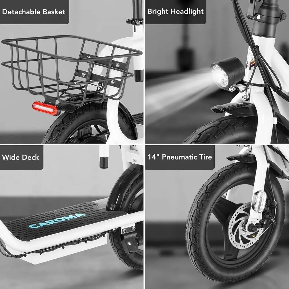 Adult Foldable Electric Scooter Seat 30 Mile Range 20 MPH