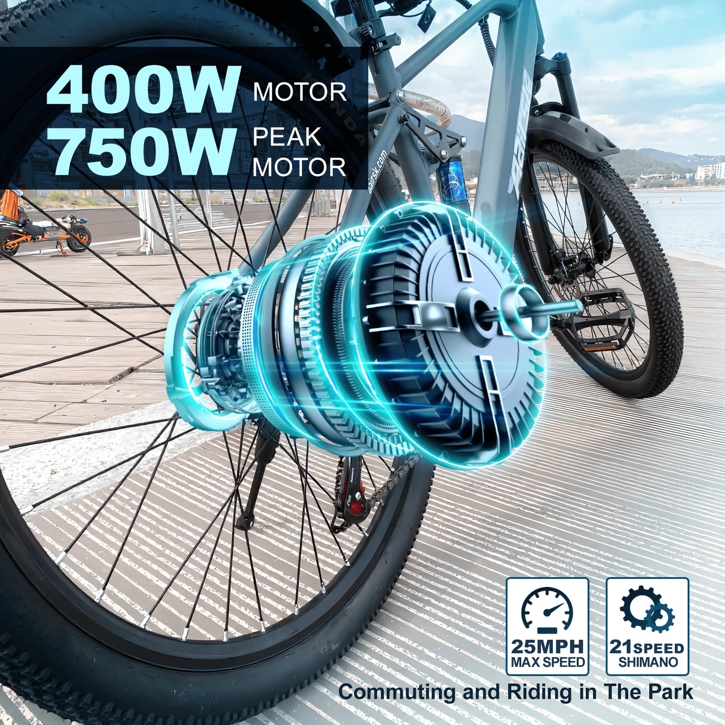 750W Electric Bike Shimano 21 Speed City Mountain Ride
