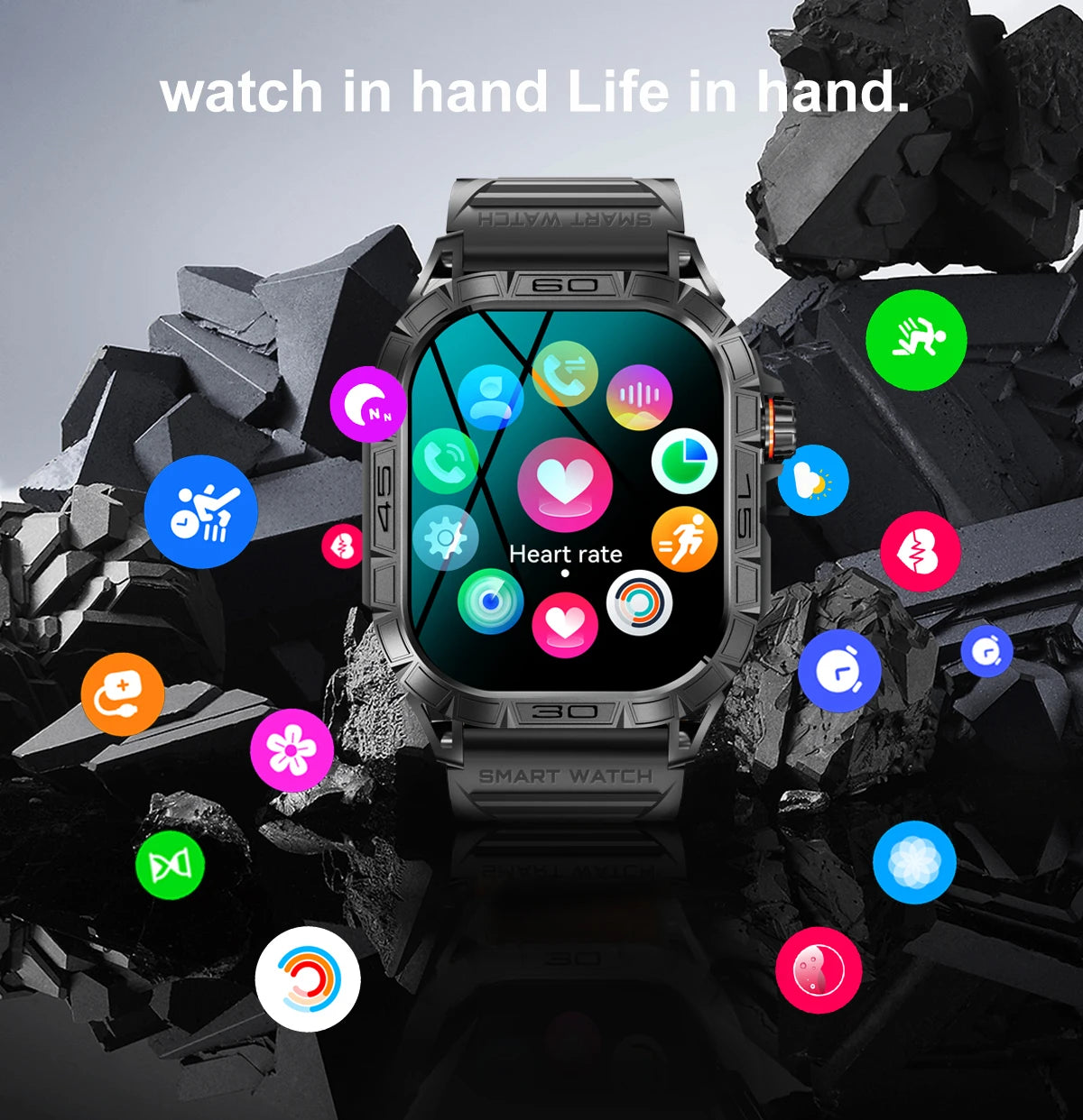 EIGIIS K63 Smart Watch ED Display IP68 Bluetooth Heart Rate