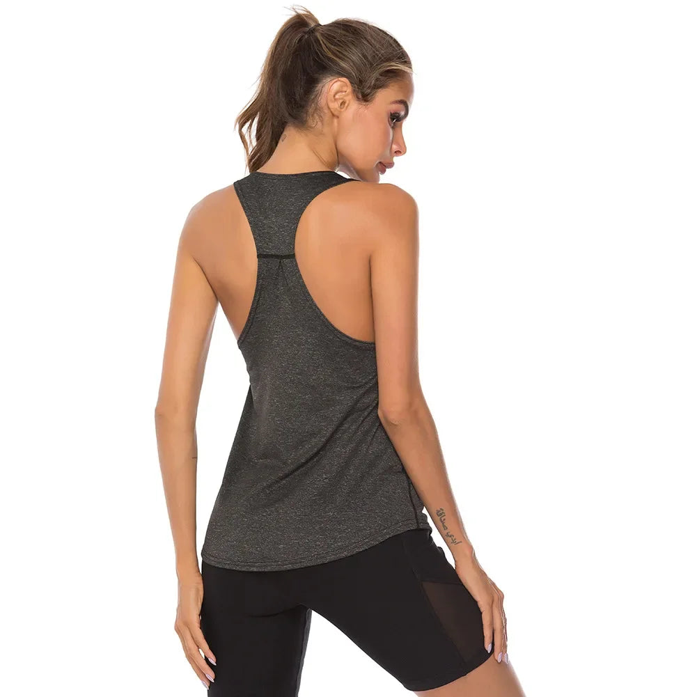 New Sports Overshirt Women's Fitness Sports Tank Top Back T-shaped Quick Dried Slim Sleeveless Running Tank Top Overcoat