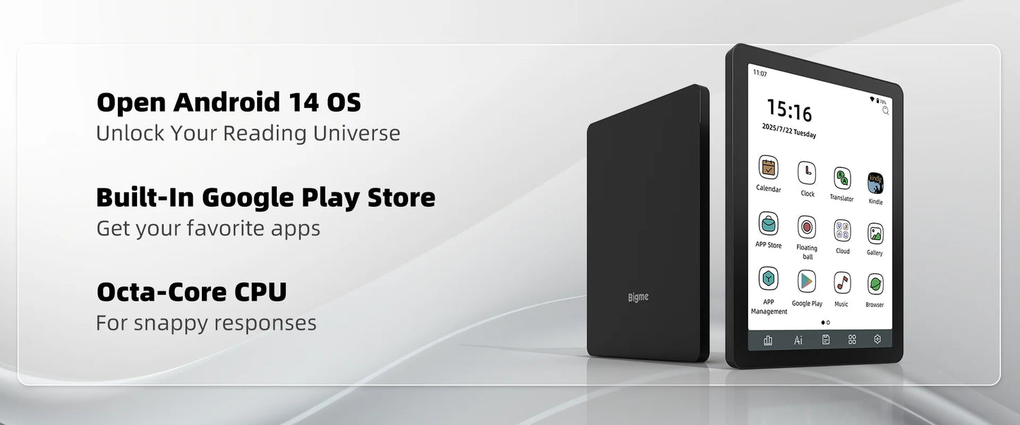 Bigme B6 Eink Ereader With Front Light Android GooglePlay