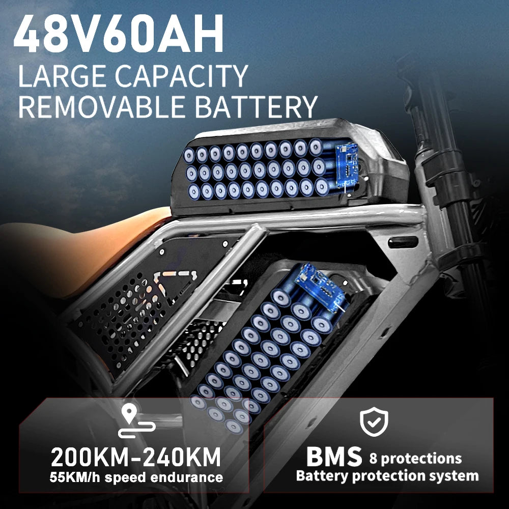 DEEPOWER QS7 Electric Bike 1500W 48V 60Ah All Terrain Ebike