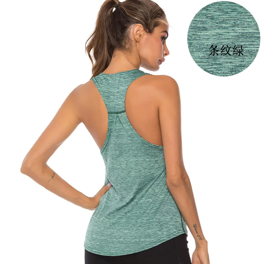 New Sports Overshirt Women's Fitness Sports Tank Top Back T-shaped Quick Dried Slim Sleeveless Running Tank Top Overcoat