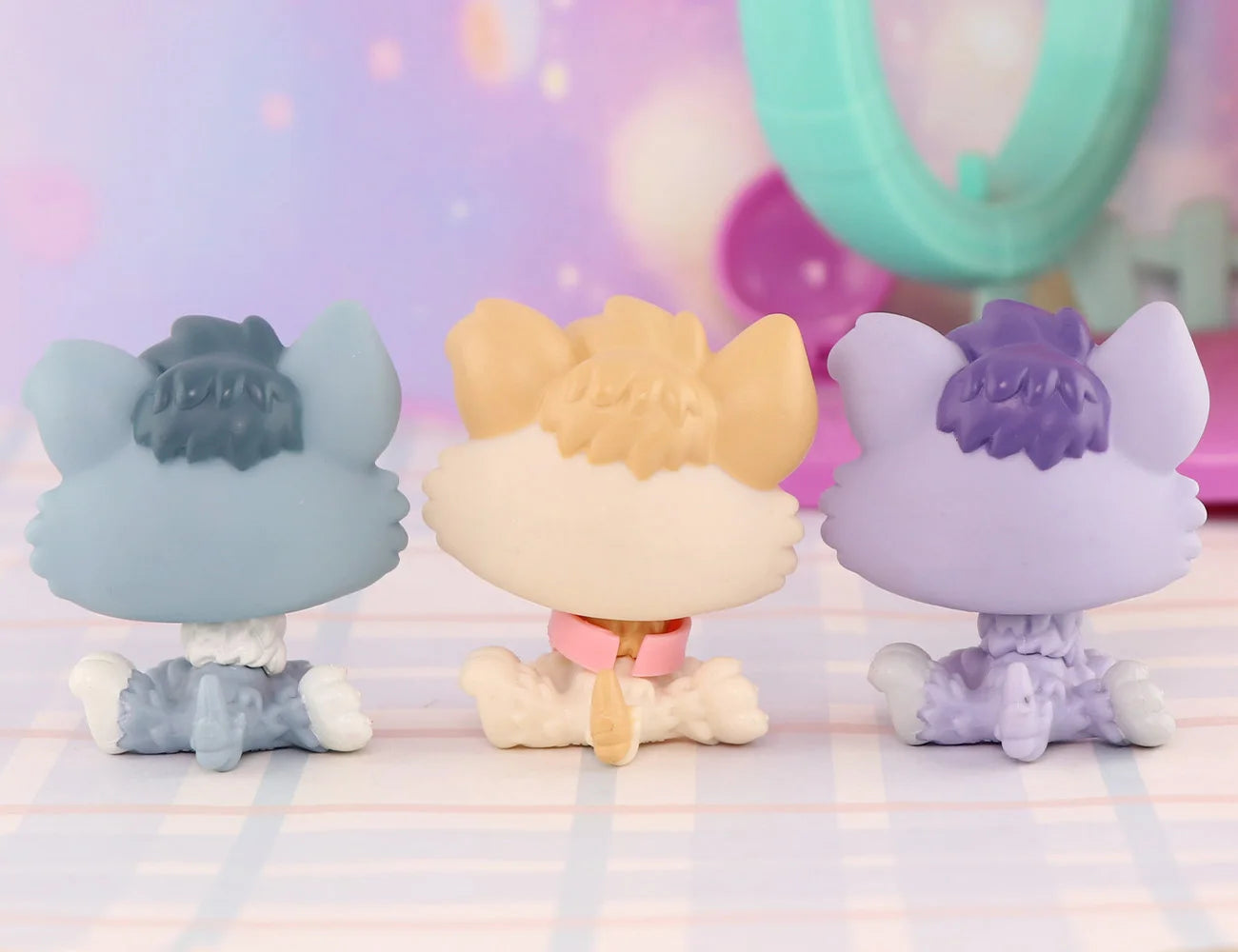 3pcs Pets Shop Toy Purple Husky #1810 #1013 #2036 With Accessories Collect Kids Gift Cute