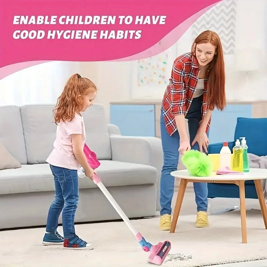 3-in-1 children's vacuum cleaner toy, light music interactive game, interaction between parents and children, cleaning set suita