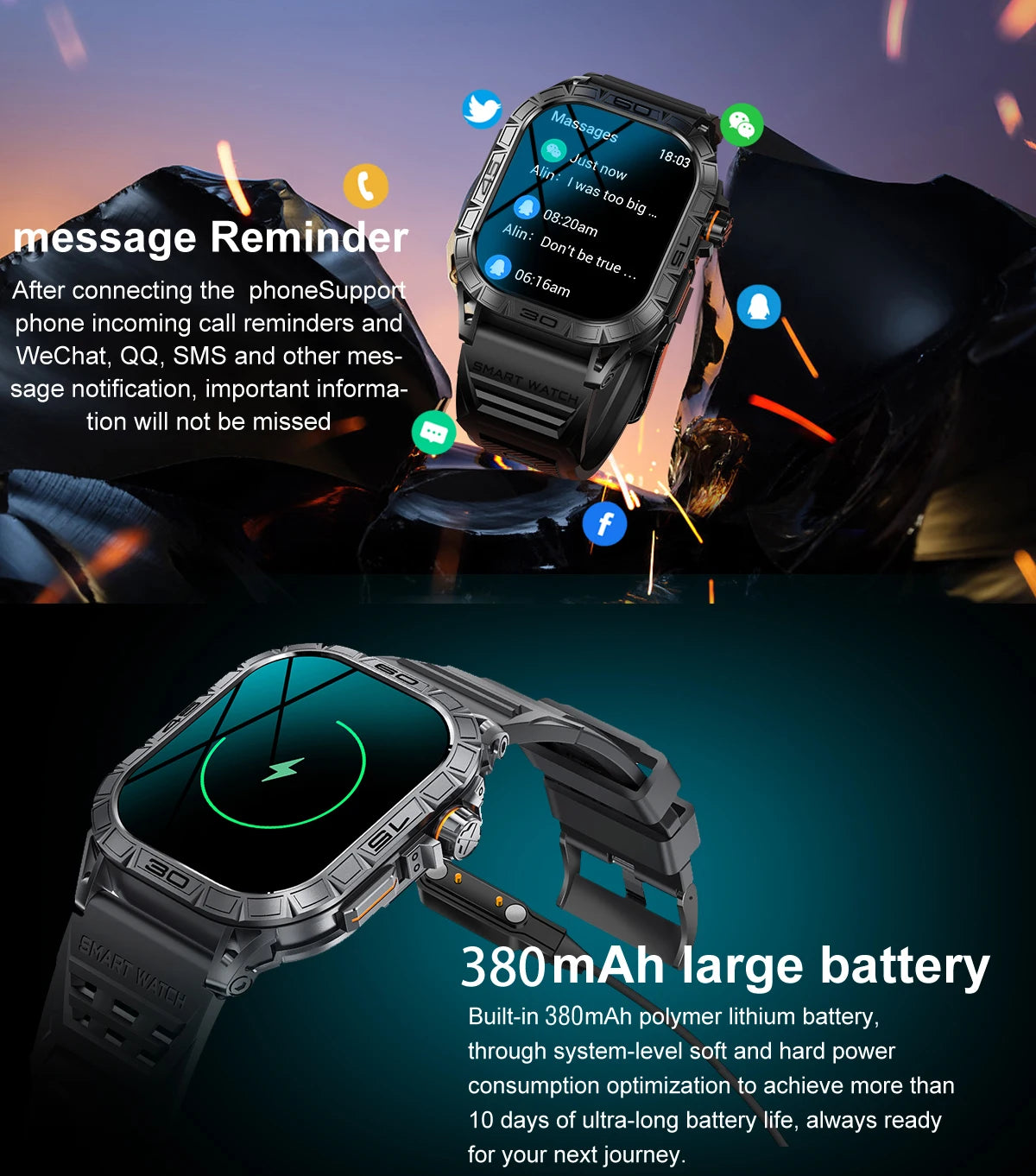 EIGIIS K63 Smart Watch ED Display IP68 Bluetooth Heart Rate