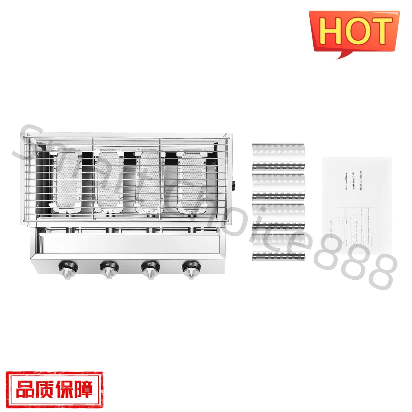 Gas Grill Profession Portable Stainless Steel Smokeless BBQ Grill Ceramic 4 Burners Outdoor Cooking