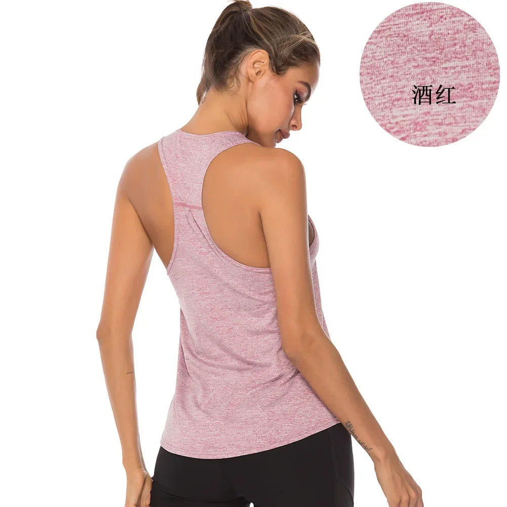 New Sports Overshirt Women's Fitness Sports Tank Top Back T-shaped Quick Dried Slim Sleeveless Running Tank Top Overcoat