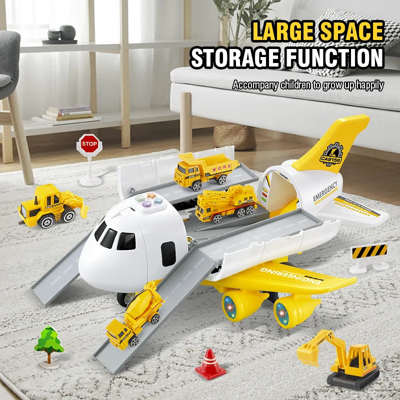 Simulation Large Aircraft Track Inertia Car Set Toy Airplane with Lights Music Passenger Plane Airliner Toys for Kids Xmas Gifts