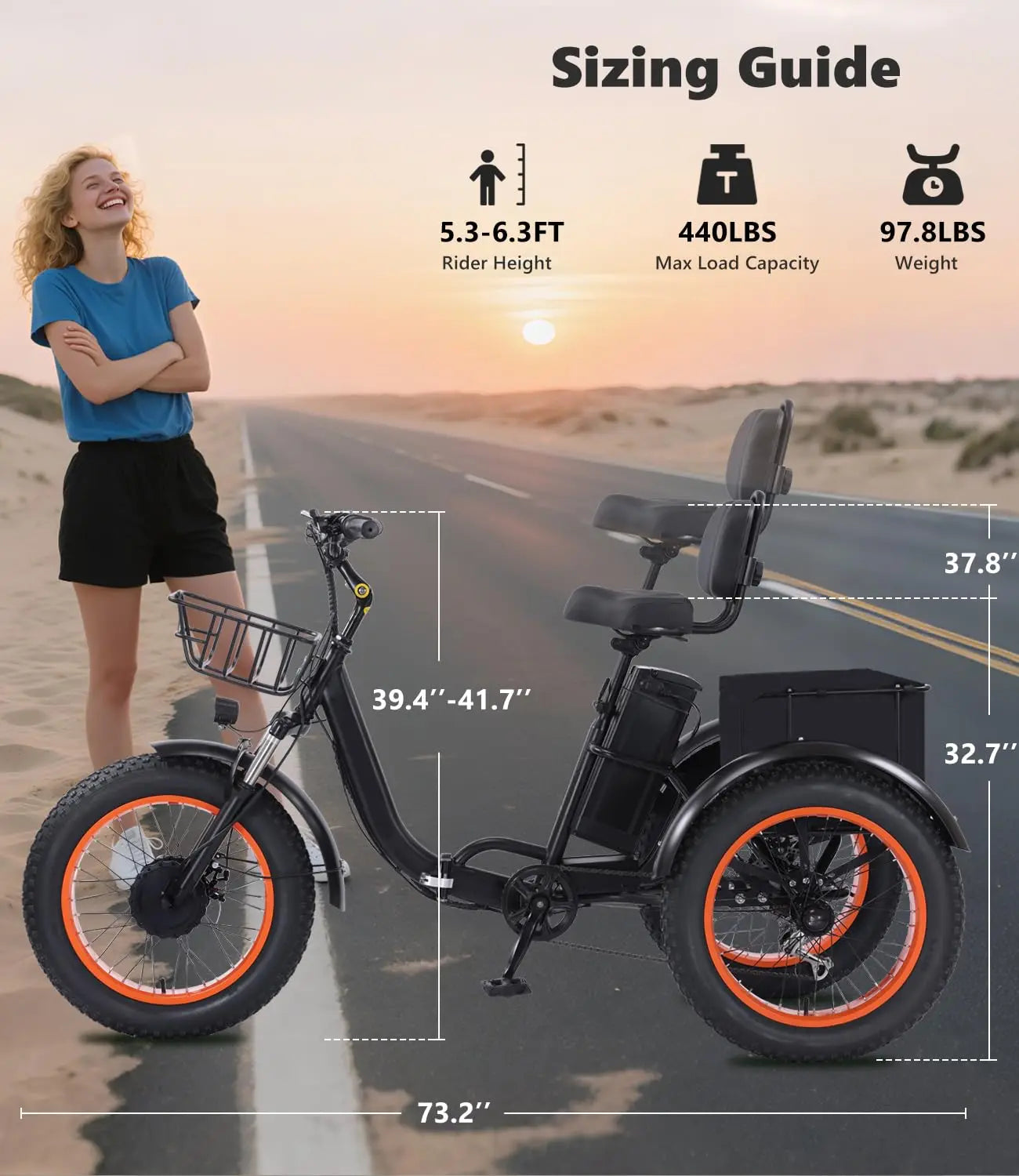 Adult Folding Electric Tricycle 3 Wheel E Bike 500W Battery